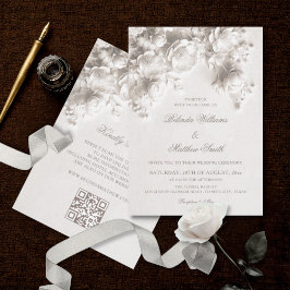 Convites Flores Brancas 3D Casamento Vintage
