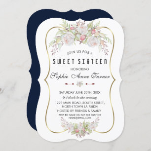 Convites Flores Brancas Brancas Brancas Douradas Quadro Swe