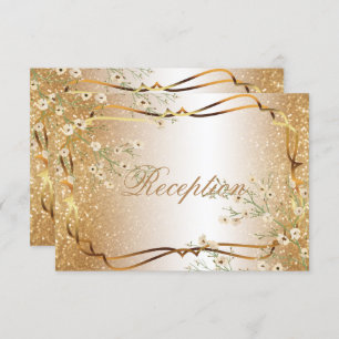Convites Flores brancas & brilho Dourado - recepção