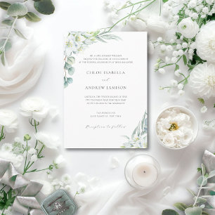 Convites Flores Brancas & Casamento de Vegetação Elegante c