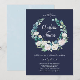 Convites Flores Brancas Clássicas | Marinho Wreath Casual