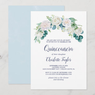 Convites Flores Brancas Clássicas Quinceañera