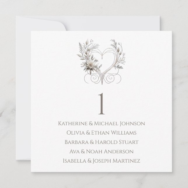 Convites Flores Brancas com Gráfico de Assentos de Casament (Frente)