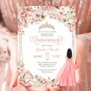 Convites Flores Brancas De Cor Branca Blush Quinceañera