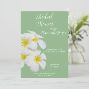 Convites Flores Brancas de Frangipani, em Sage, Bridal