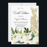 Convites Flores brancas de ouro Vestido Doce Doce 16 Festas<br><div class="desc">Ouro Vestido Flores Brancas Doce 16 Convites de aniversário Ver coleção correspondente em Niche e Nest Store Muitos obrigados</div>
