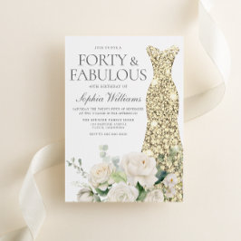 Convites Flores brancas de palhaço Dourado, aniversário de 