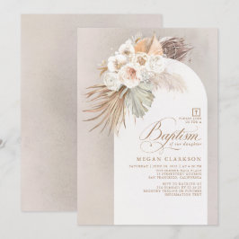 Convites Flores Brancas e Batismo de Grama Boho Pampas