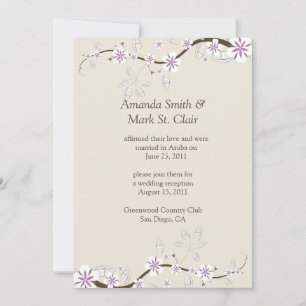 Convites Flores Brancas e Lavanda em um Pós-Casamento Ecru