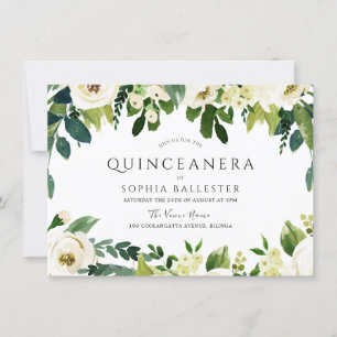 Convites Flores Brancas Elegantes Belo Partido Quinceanera