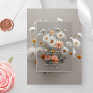 Convites Flores Brancas Elegantes   Quadro 3D   Casamento Ú
