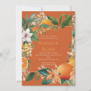 Convites Flores brancas, Laranjas e Casamento Laranja Verde