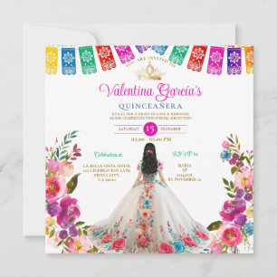 Convites Flores Brancas Quinceañera 15 Anos Aniversário