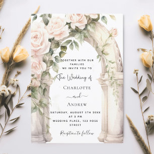 Convites Flores brancas românticas rosas arco casamento