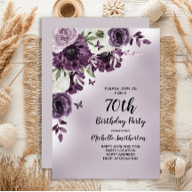 Flores brancas roxas Borboletas 70 Aniversário
