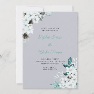 Convites Flores Brancas Rústicas Boho Nuvem Cinza Casamento