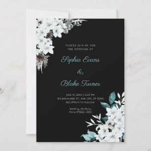 Convites Flores Brancas Rústicas Casamento Boho Preto