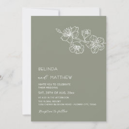 Convites Flores Brancas Sage Verde Casamento Informal