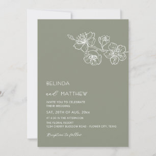 Convites Flores Brancas Sage Verde Casamento Informal