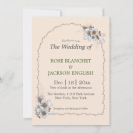 Convites Flores brancas simples de Casamento no inverno