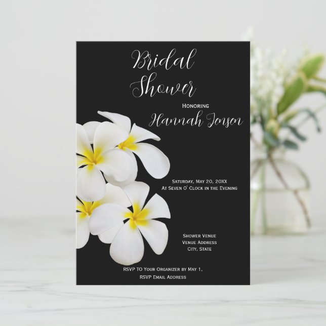 Convites Flores Brancas, Tropicais, Florais, Bridas (Em pé/Frente)