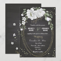 flores brancas verde folhas casamento negro