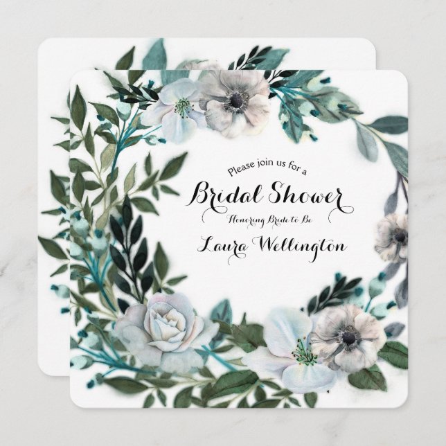 Convites Flores Brancas Vermelhidão Botânica (Frente/Verso)