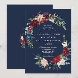 Convites Flores Brilhantes Bragundias Marinhos Casamento Az