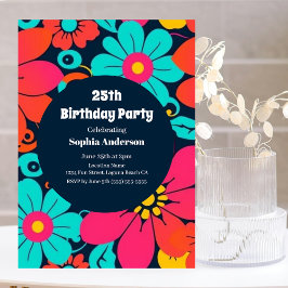 Convites Flores Brilhantes - Estilo Retroretrodopamina