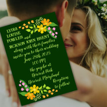 Flores Brilhantes no Casamento Verde Profundo