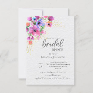 Convites Flores Brilhantes Ouro Greenery Bridal Brunch