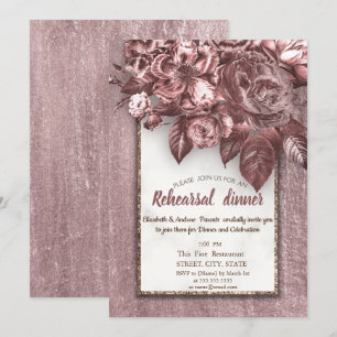 Convites Flores Burgundy Elegantes Jantar de Ensaios Chic