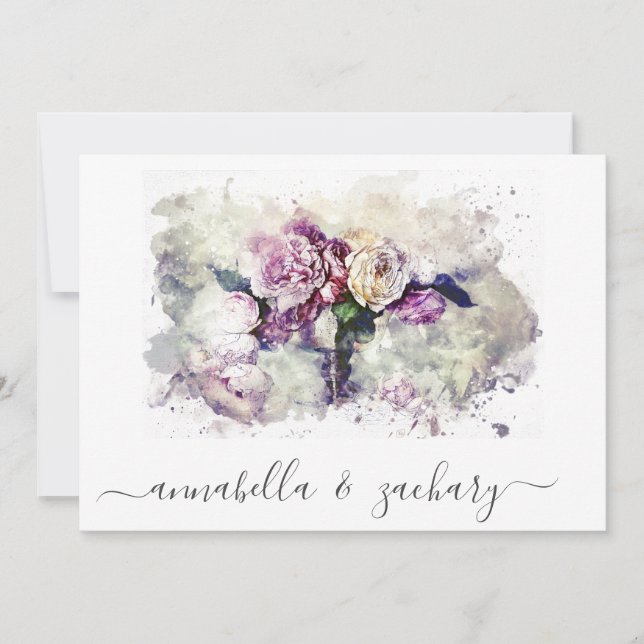 Convites *~* Flores Burgundy RSVP QR AR AR26 WEDDING Floral (Frente)