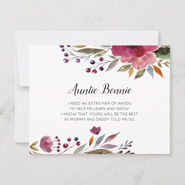 Convites Flores Burgundy Serão Minha Proposta De Madrinha (Frente)