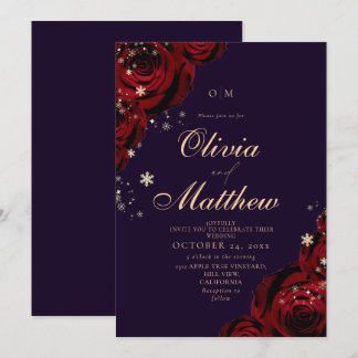 Convites Flores Caprichosas de Inverno Casamento Roxo