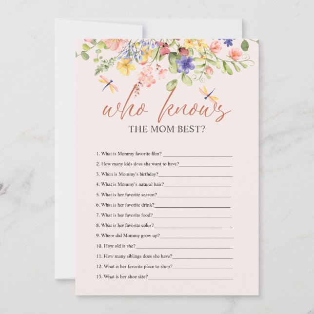 Convites Flores, CHÁ DE FRALDAS de Dragonfly que CONHECE DI (Frente)