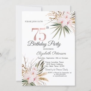 Convites Flores Chic Boho Aniversário de 75 anos