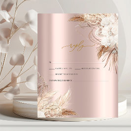 Convites Flores Chic Boho Rose Dourado Casamento RSVP