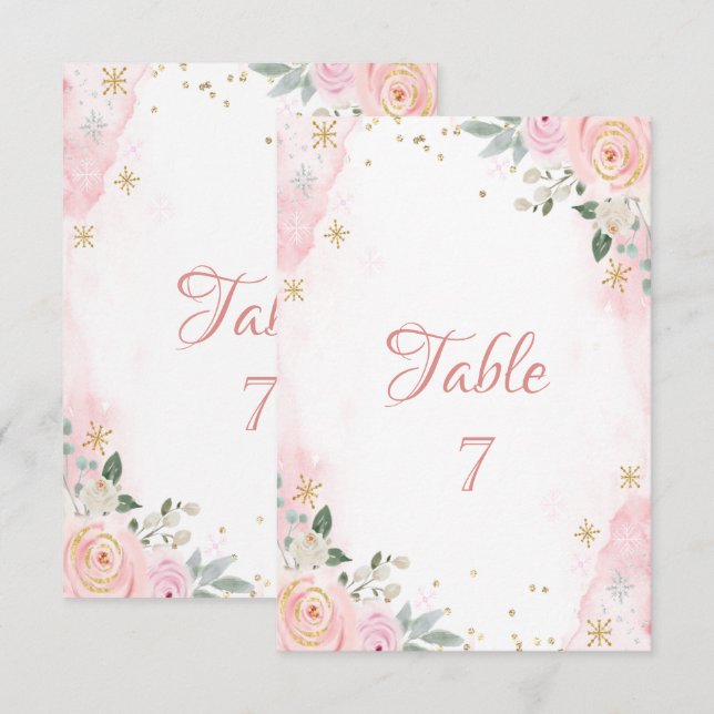 Convites Flores Chic de Aquarela Flocos de Neve  (Frente/Verso)