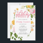 Convites Flores Coloridas Amarelas de primavera 60. Anivers<br><div class="desc">Um convite de aniversário floral, primavera, colorido e festivo começa com o Partido do Vamos! A tipografia rosa de duas tonalidades complementa as flores cor-de-rosa no quadro. Pop de amarelo dão em uma vibração de primavera. Folhas verdes profundas e folhagem completam o quadro botânico. Design moderno e simples dá o...</div>