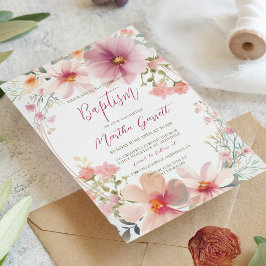 Convites Flores Coloridas Batismo Menina
