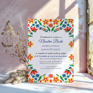 Convites Flores Coloridas Botânicas Flores Casamento Espanh