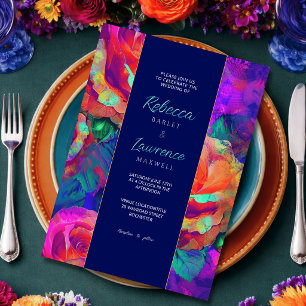 Convites Flores coloridas brilhantes chiques casamento