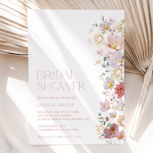 Convites Flores Coloridas, Flores Selvagens, Boho, Chá de p