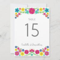 Flores Coloridas número da mesa de casamento