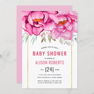 Convites Flores cor-de-água rosa Chá de fraldas floral