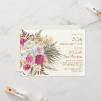 Flores Cor-de-Rosa Dourado Brilho Creme Aniversári