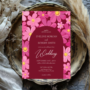 Convites Flores cor-de-rosa e amarelas do rancho retrô