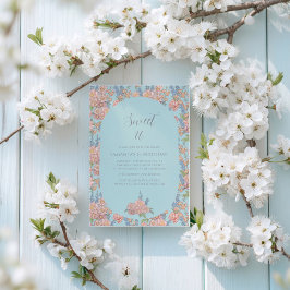 Convites Flores cor-de-rosa e chiques azuis 16 Aniversário