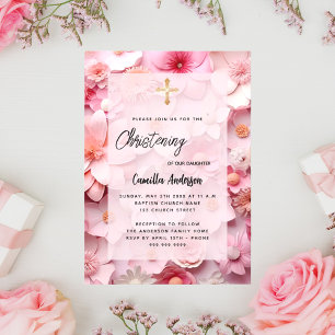 Convites Flores cor-de-rosa e cintilação, menina luxuosa